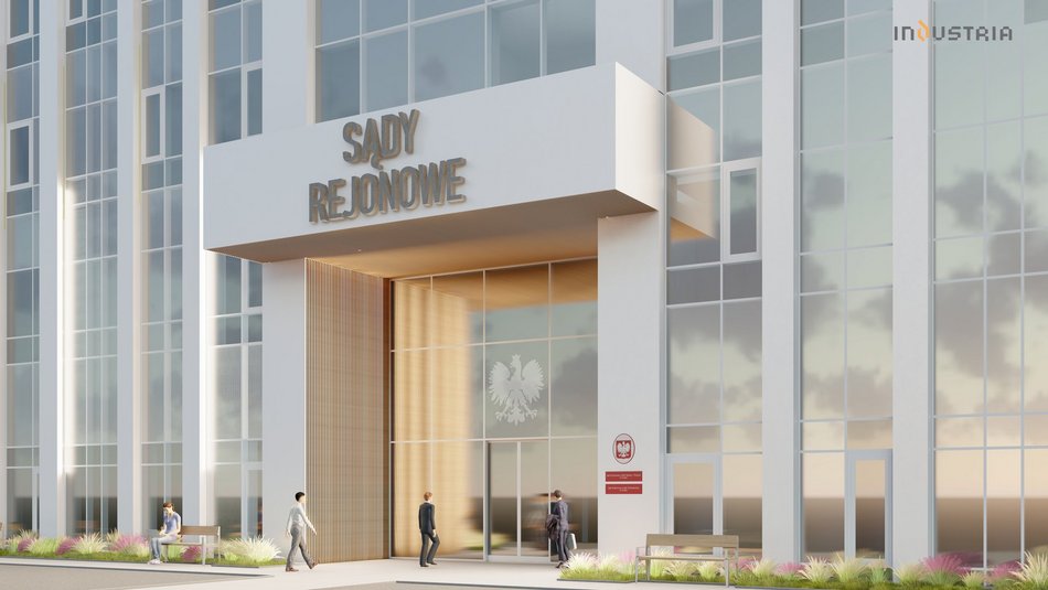 Łódź. Nowa siedziba Sądów Rejonowych. Wielka budowa na placu Hallera