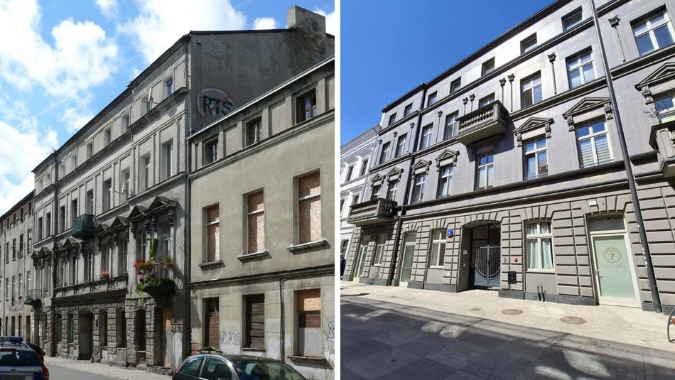 Łódź. Kamienica przy ul. Włókienniczej 4 w Łodzi przed i po rewitalizacji