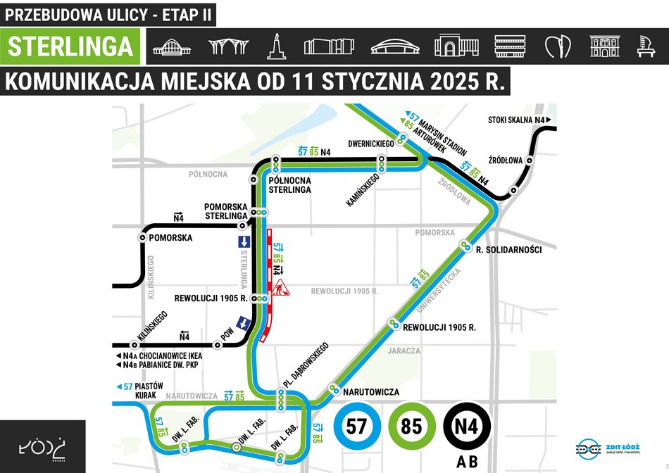 Remont Sterlinga w Łodzi. Drogowcy rozpoczną kolejny etap prac. Zmiany w ruchu i MPK Łódź