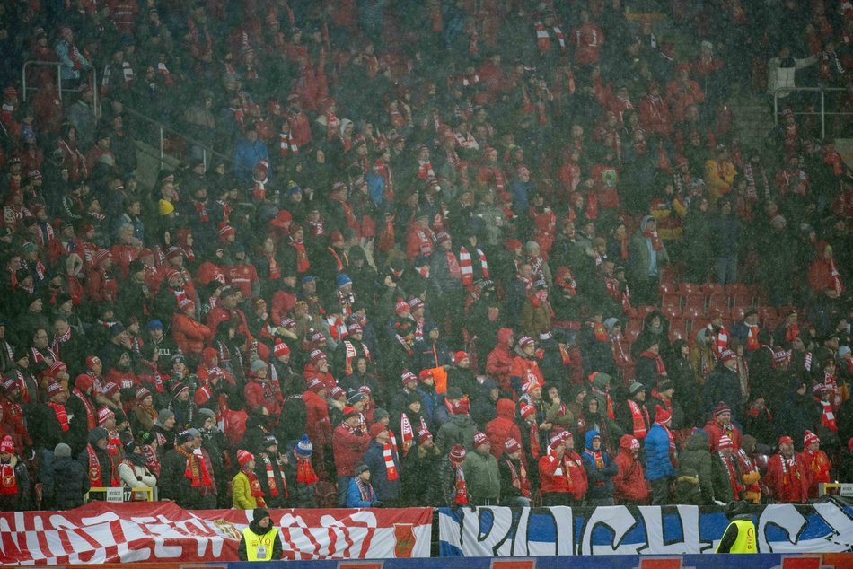 Kibice na meczu Widzewa Łódź z Radomiakiem Radom