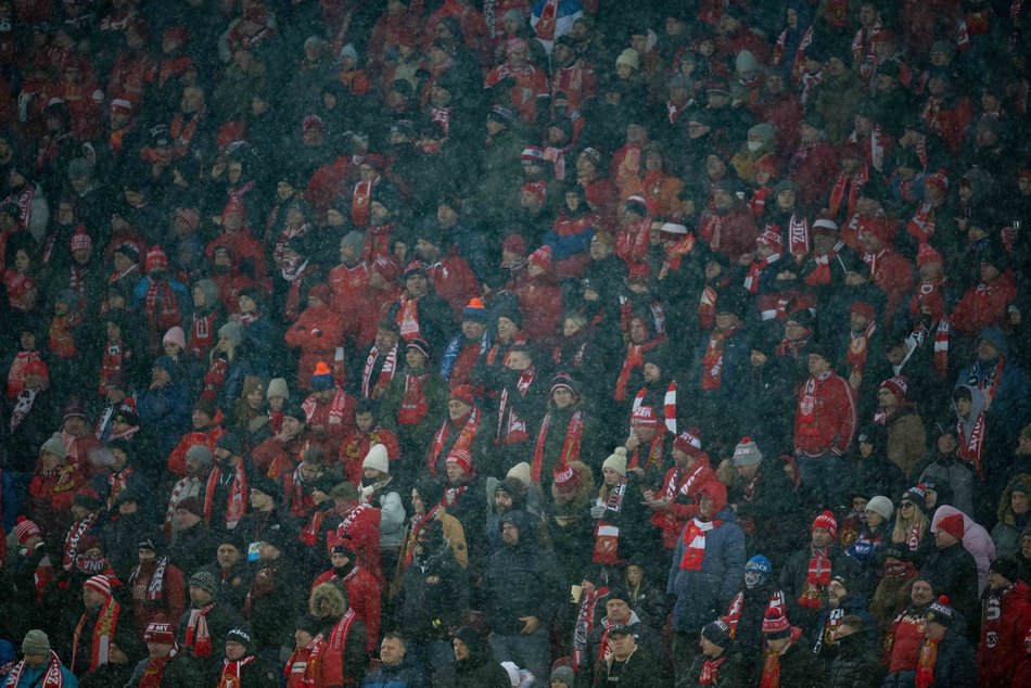 Kibice na meczu Widzewa Łódź z Radomiakiem Radom