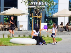 Plac przy kawiarni Starbucks w centrum Łodzi odżywa! Tyle tam zieleni!