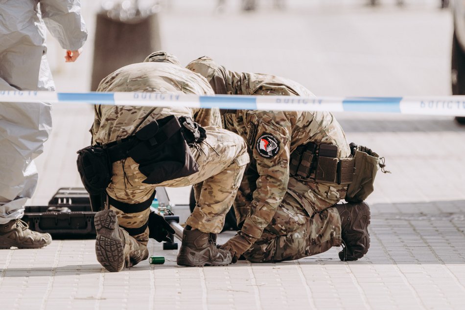 Ćwiczenia służb specjalnych na stadionie im. Władysława Króla w Łodzi