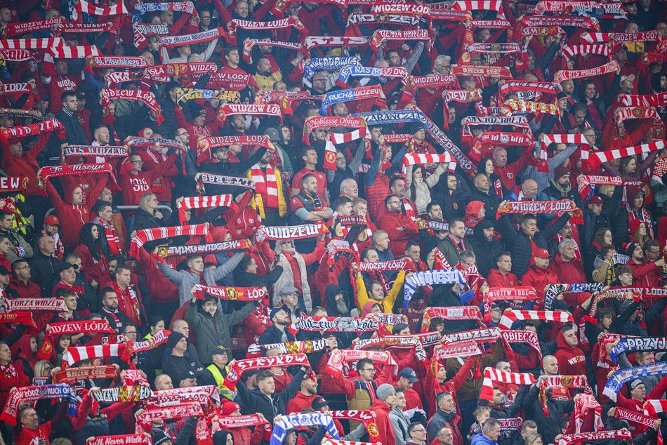 Kibice na meczu Widzewa Łódź z Górnikiem Zabrze