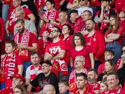 Kibice na meczu Widzewa Łódź