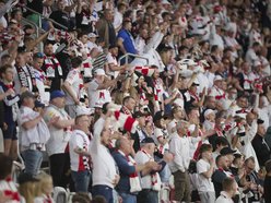 Łódź. Kibice na meczu ŁKS Łódź - Pogoń Siedlce