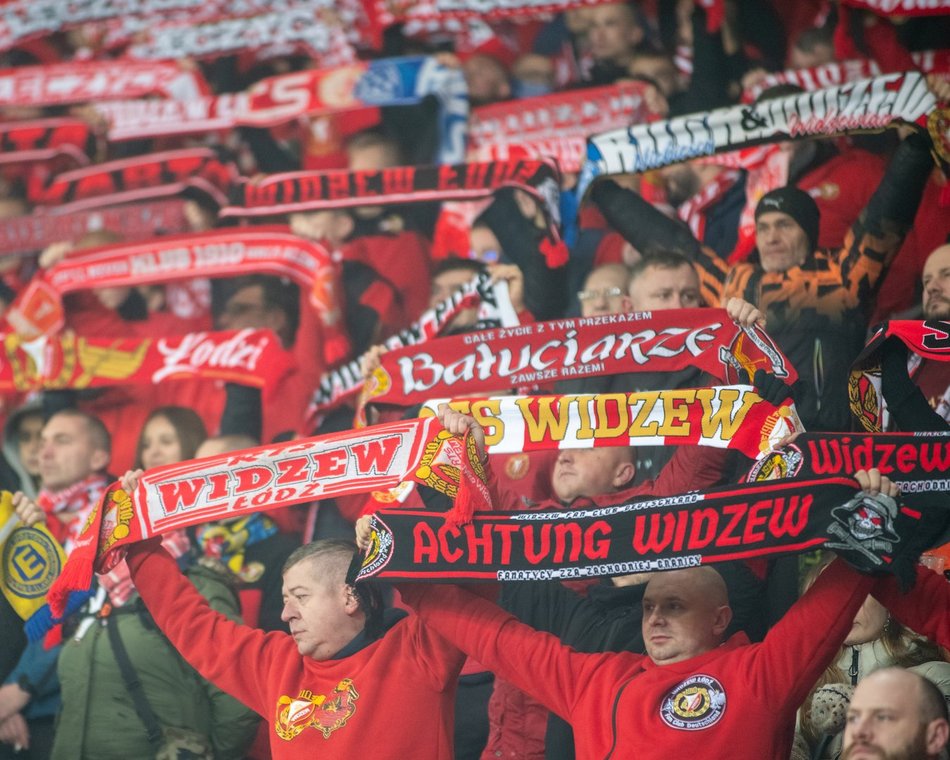Kibice na meczu Widzew Łódź - Raków Częstochowa
