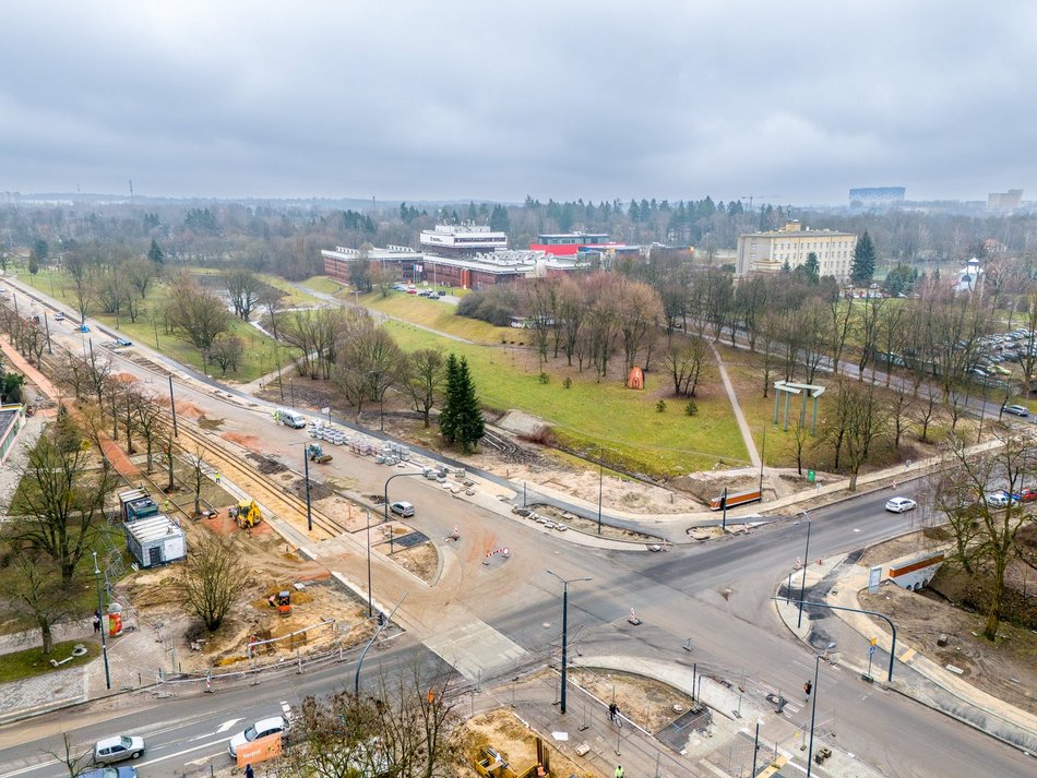 remont ulicy widziany z lotu ptaka