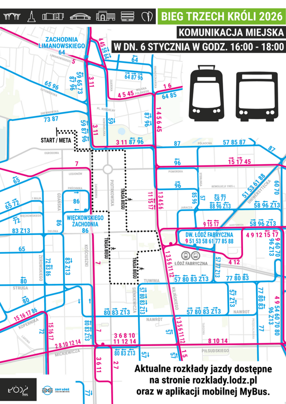 Łódź. Święto Trzech Króli w Łodzi. Zmiany w MPK Łódź