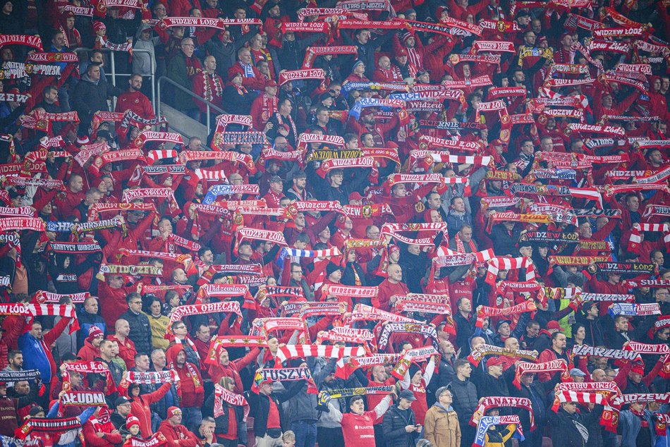 Kibice na meczu Widzewa Łódź z Górnikiem Zabrze