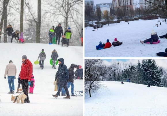 Łódź. Jazda na sankach