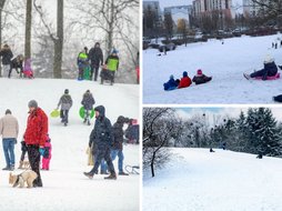 Łódź. Jazda na sankach