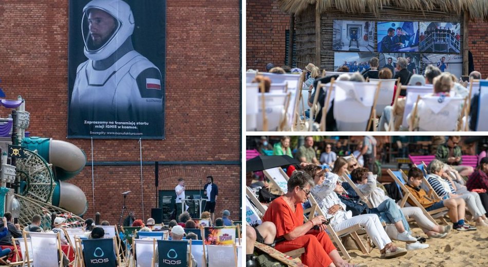 Łódź. Sławosz Uznański-Wiśniewski w kosmosie! Łodzianie oglądali start na Astropikniku w Manufakturze