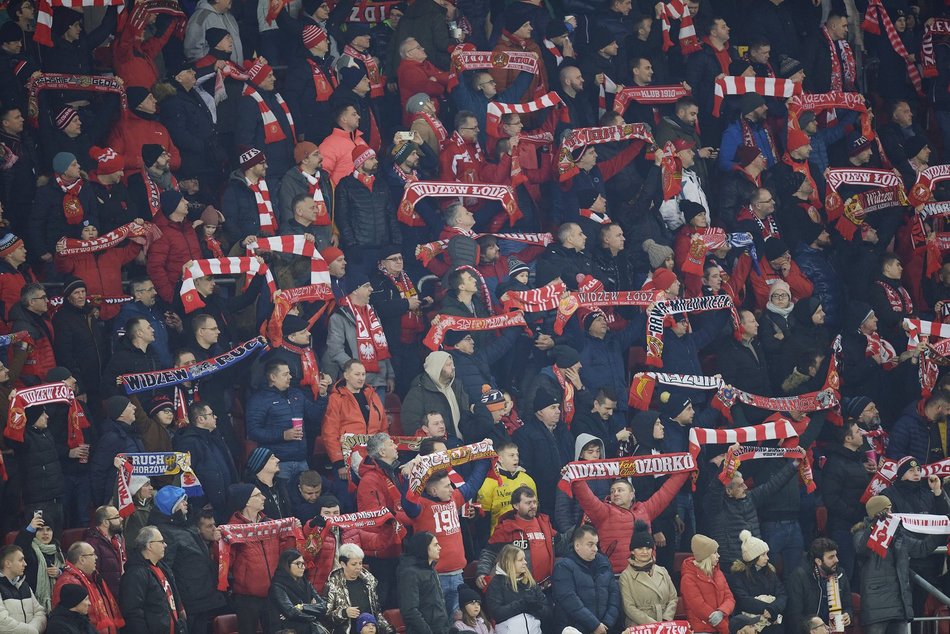 Mecz Widzew Łódź–Śląsk Wrocław, kibice na trybunach, zdjęcia