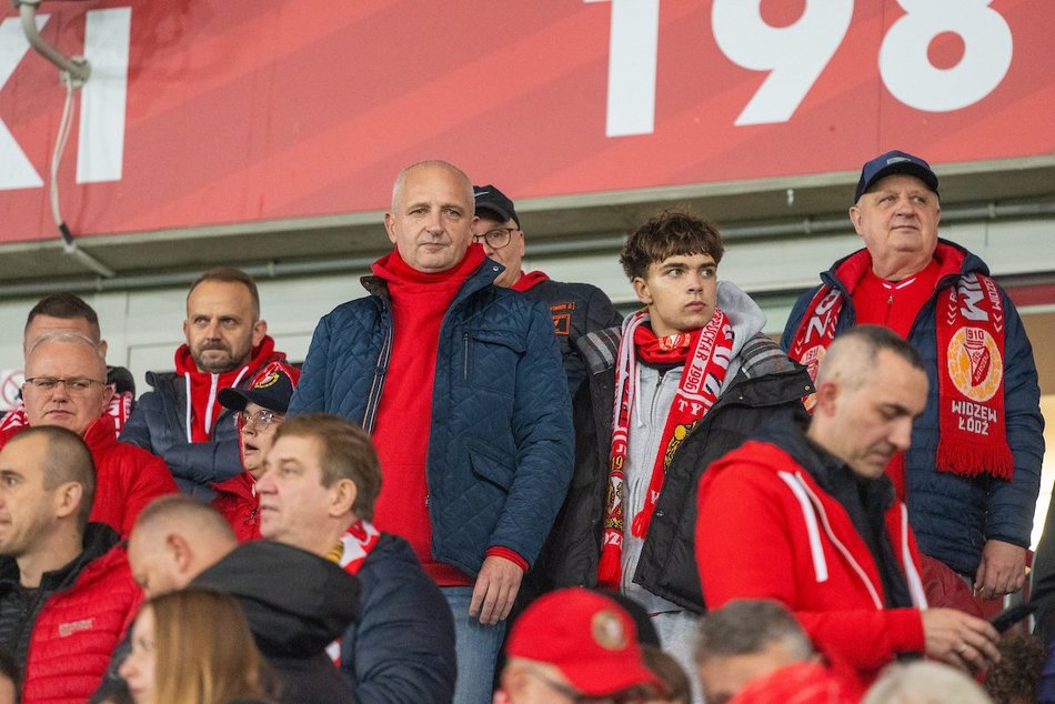 Kibice na meczu Widzewa Łódź z Radomiakiem Radom