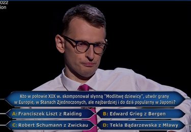 Tomasz Orzechowski w "Milionerach" TVN 