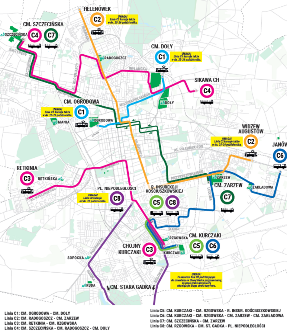 Łódź. MPK Łódź na cmentarze. Więcej kursów i specjalne linie 25-26 października