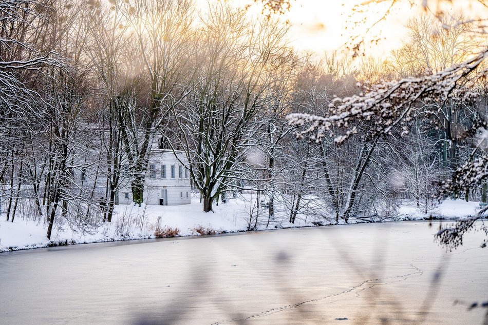 Łódź. Zamarznięty staw