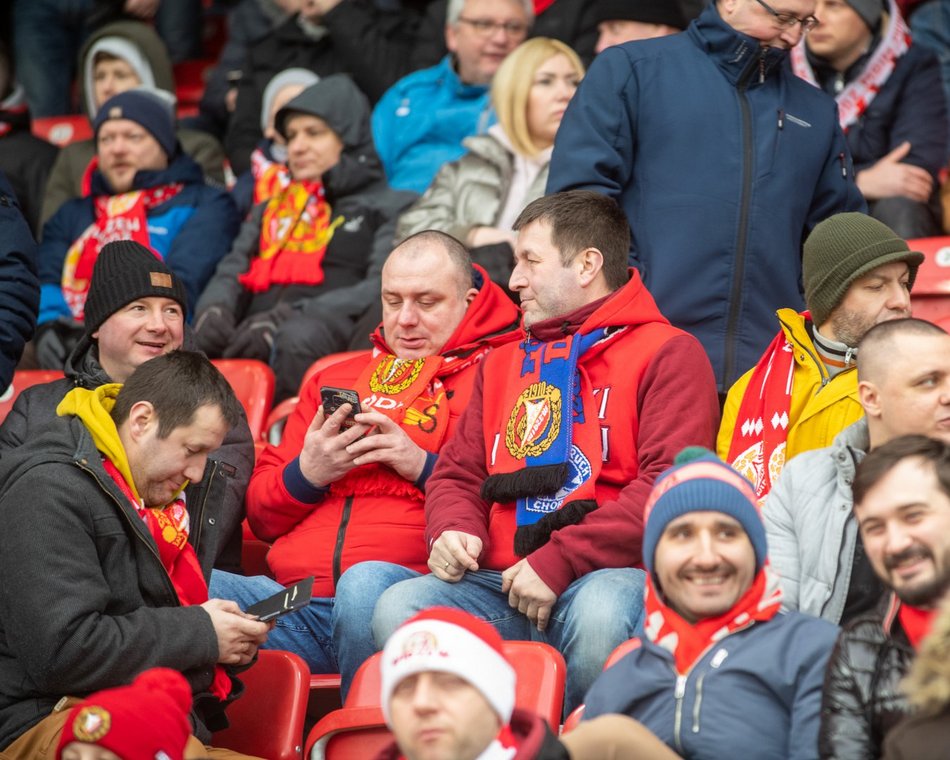 Kibice na meczu Widzew Łódź - Warta Poznań
