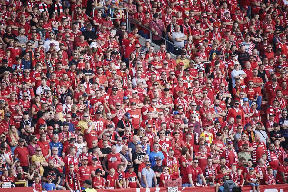 Kibice na meczu Widzew Łódź - Cracovia