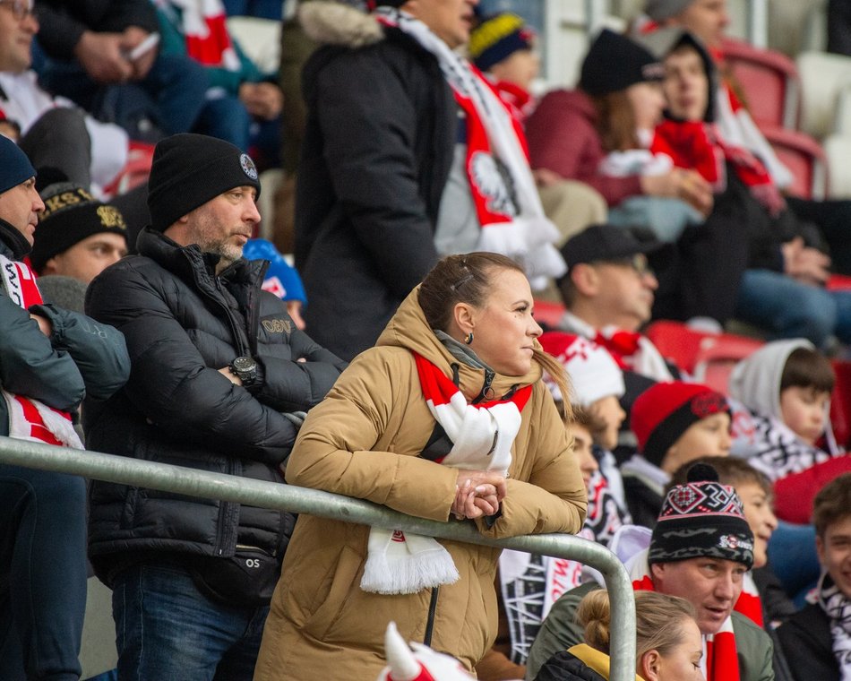 Kibice ŁKS Łódź na meczu z Rakowem Częstochowa