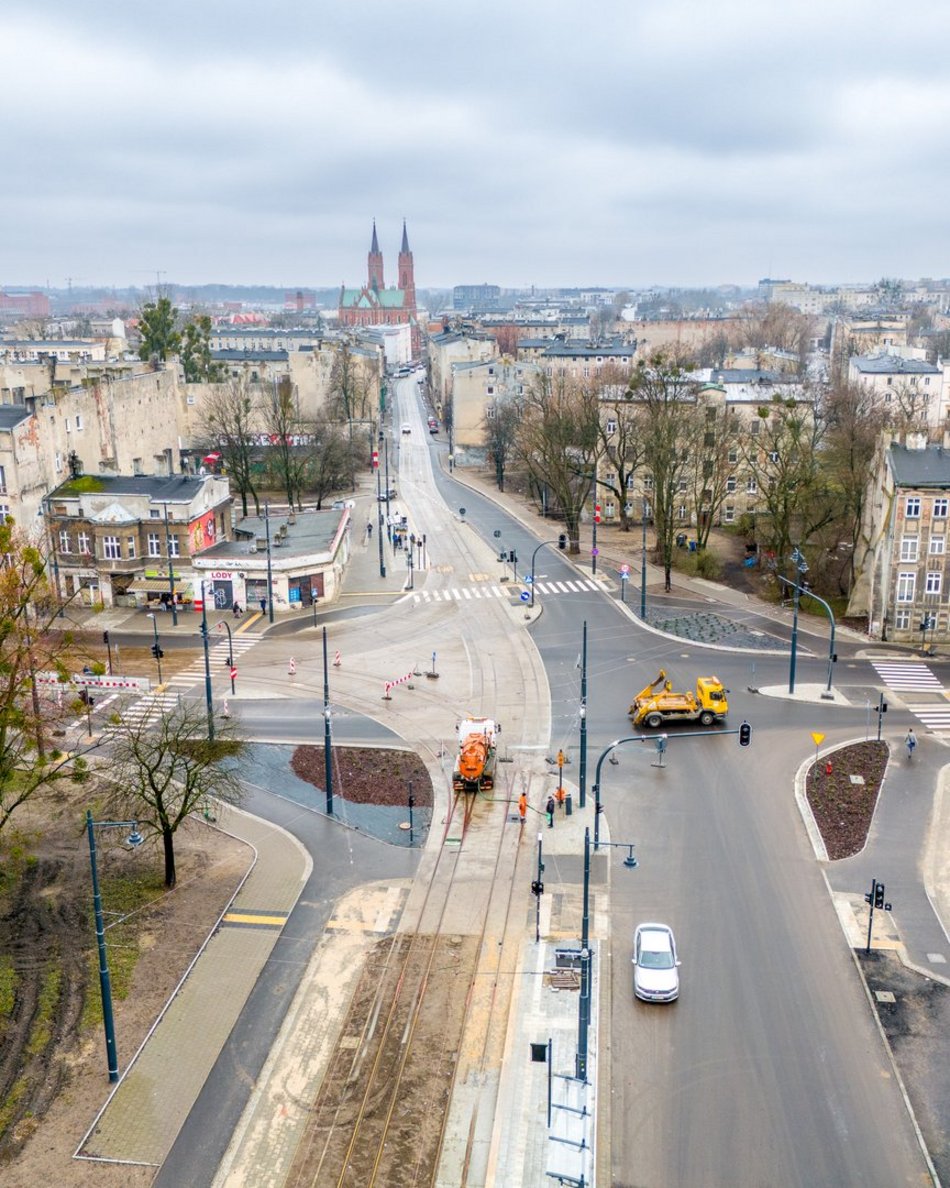 remont ulicy widziany z lotu ptaka