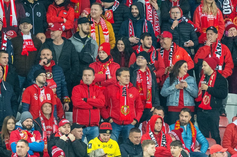 Kibice na meczu Widzewa Łódź z Radomiakiem Radom