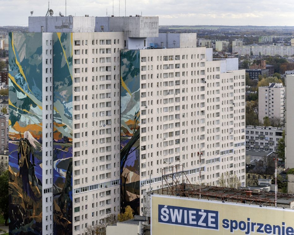 Łódź z lotu ptaka, panorama centrum Łodzi