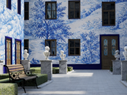 Łódź. Nowe artystyczne podwórko przy Próchnika. Wygrała porcelanowa biel i błękit!