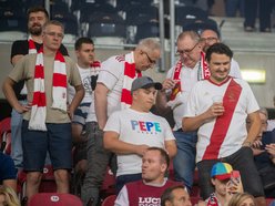 Mecz ŁKS Łódź – Korona Kielce. Kibice na trybunach stadionu przy al. Unii