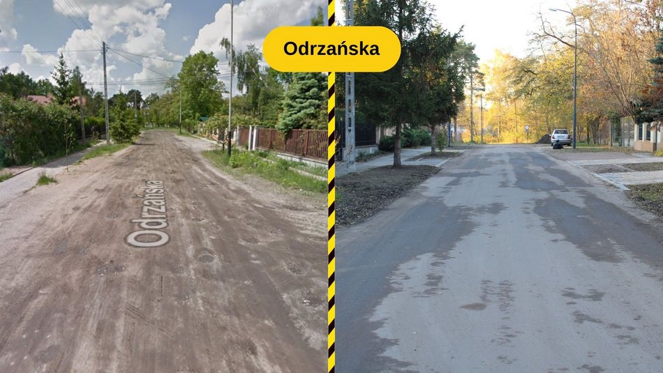 Łódź. Ulica Odrzańska w Łodzi przed i po remoncie