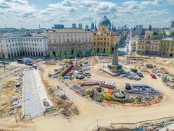 Plac Wolności w remoncie. Widok z drona