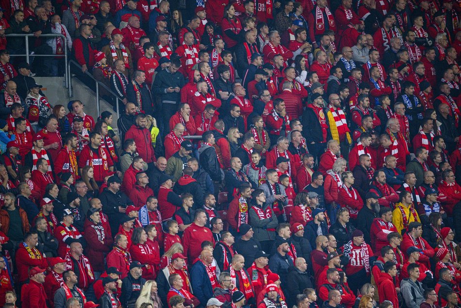 Kibice na meczu Widzewa Łódź z Górnikiem Zabrze