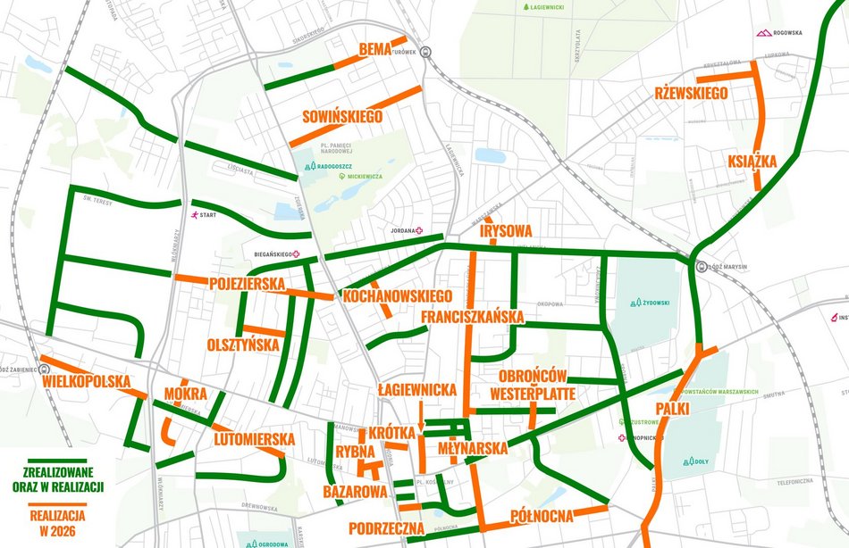 Łódź. Mapa remontów na Bałutach