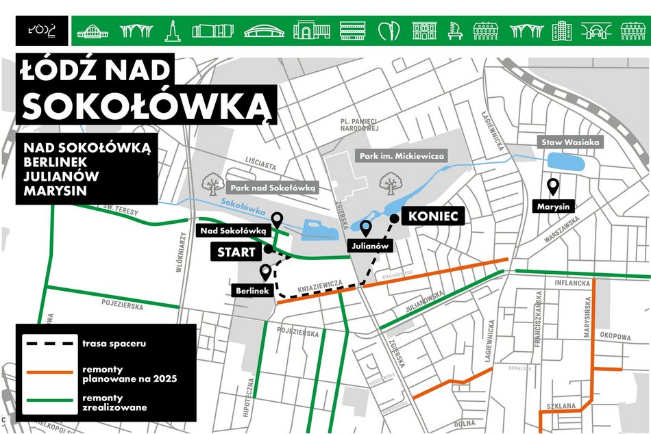 Łódź. Spacer nad rzeką Sokołówką w Łodzi. Przyjdź i porozmawiaj o Julianowie i Marysinie