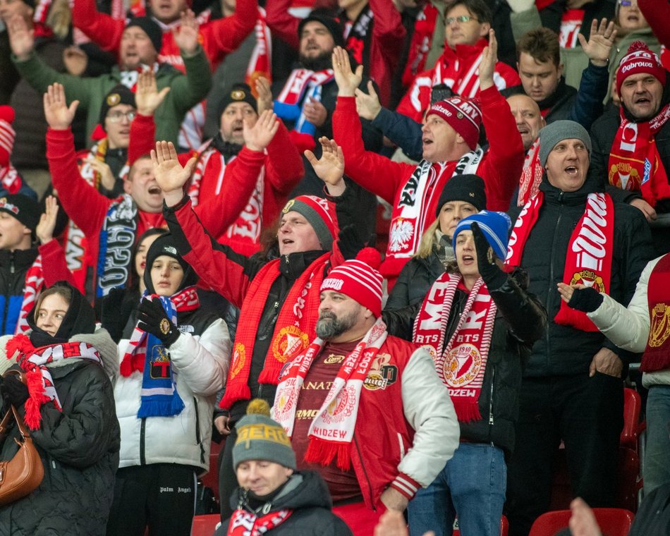 Kibice na meczu Widzew Łódź - Raków Częstochowa