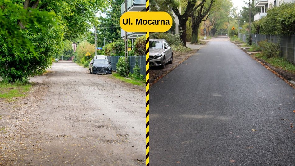 Łódź. Ulica Mocarna w Łodzi przed i po remoncie