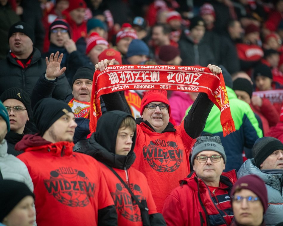 Kibice na meczu Widzew Łódź - Raków Częstochowa