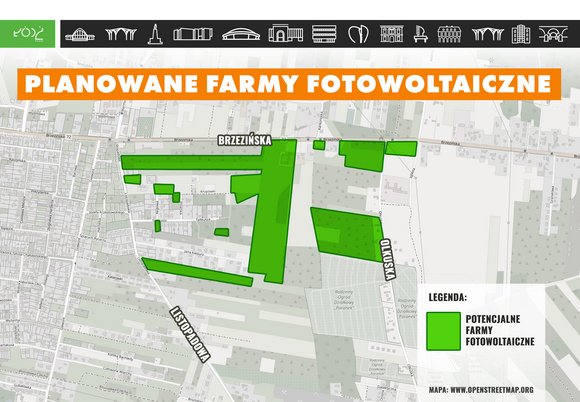 Miejska farma fotowoltaiczna w Łodzi - mapa