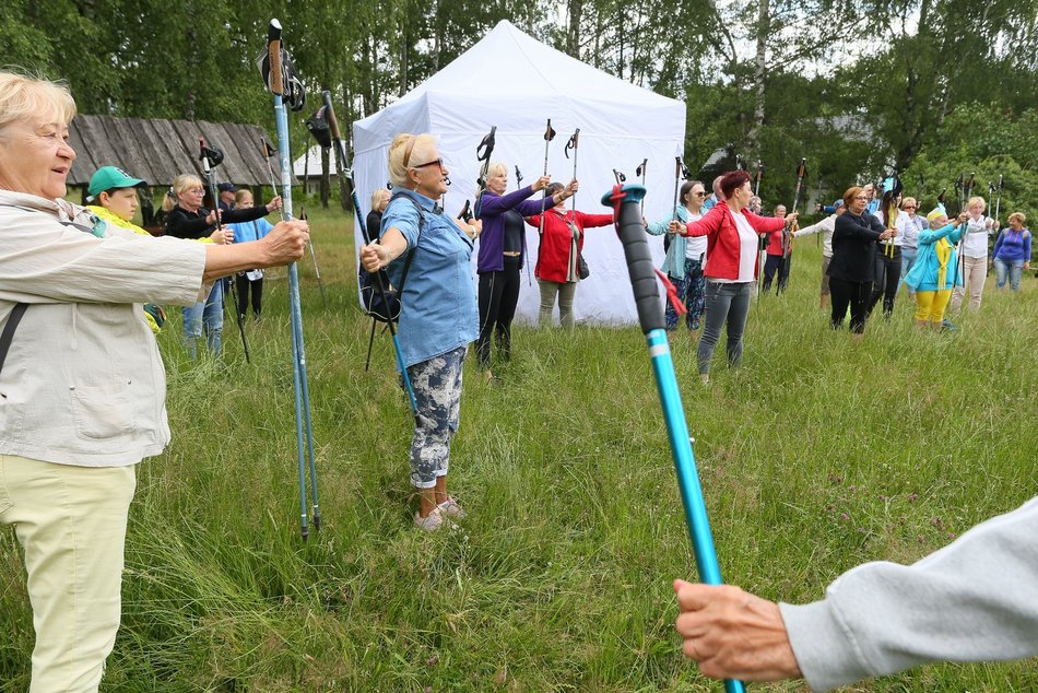 marsz seniorów z kijkami nordic walking
