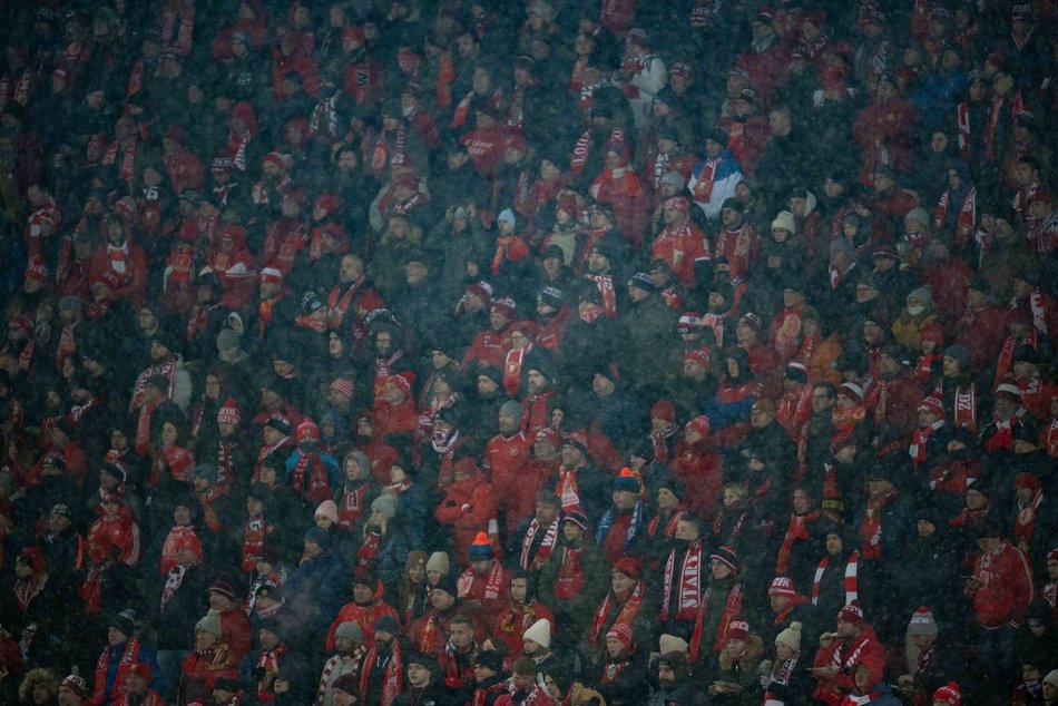 Kibice na meczu Widzewa Łódź z Radomiakiem Radom