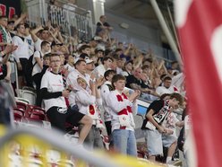 Łódź. Kibice na meczu ŁKS Łódź - Pogoń Siedlce