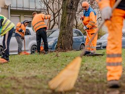 Sprzątanie po zimie w parkach w Łodzi