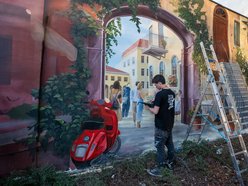 Łódź. Niezwykły mural w Pasażu Róży w Łodzi. Iście włoski klimat!