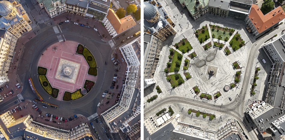 Plac Wolności przed i po remoncie