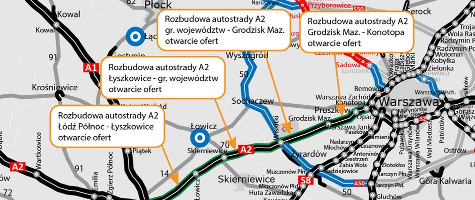 Łódź. Rozbudowa autostrady A2 pomiędzy Łodzią a Warszawą coraz bliżej