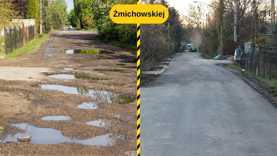 Łódź. Ulica Żmichowskiej w Łodzi przed i po remoncie