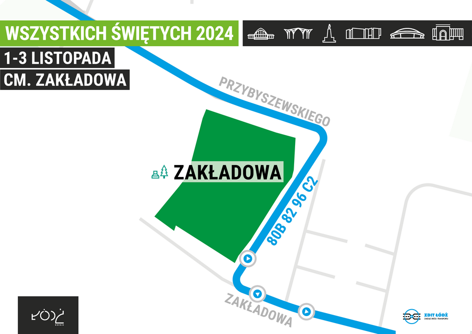 Jak dojechać na cmentarze w Łodzi we Wszystkich świętych 2024