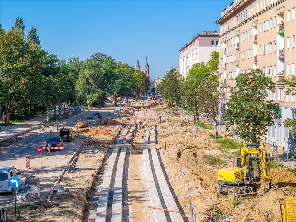 remontowana ulica Wojska Polskiego w Łodzi