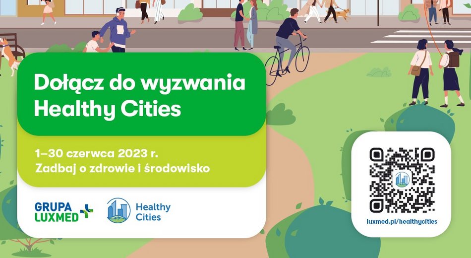 plakat reklamujący akcję Healthy Cities